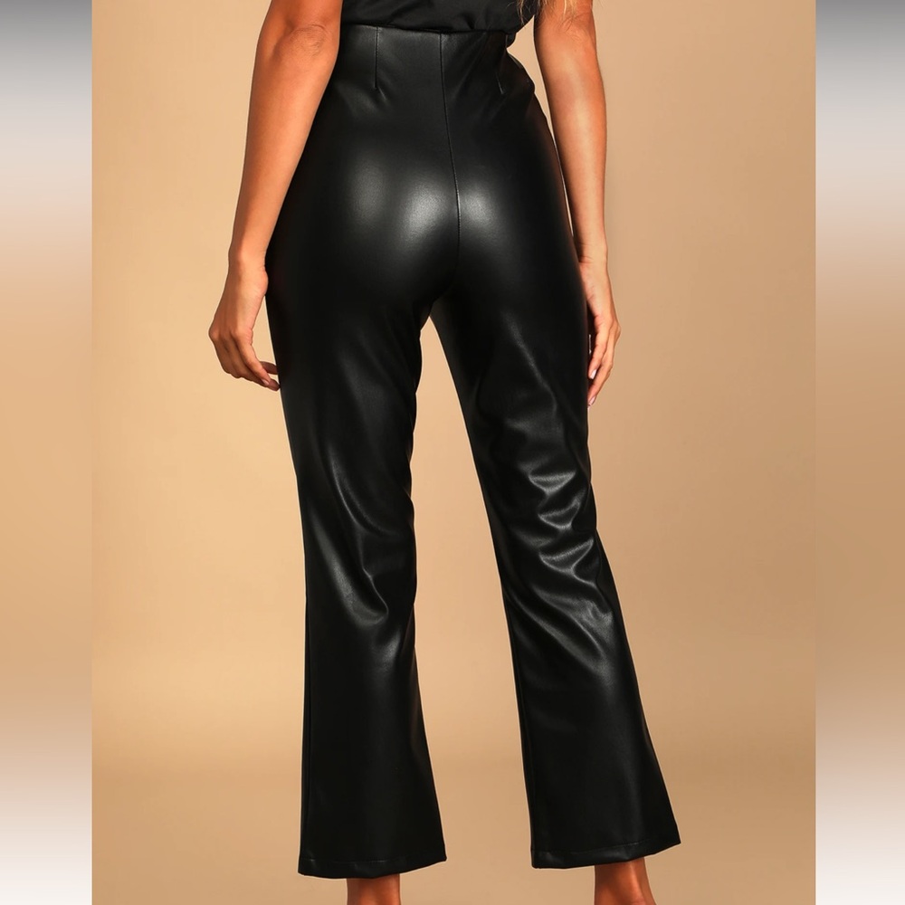 Maximum Chic Black Vegan Leather Cropped Flare Pants